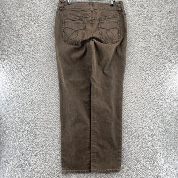 Chicos Jeans Womens 0.5 US 6 Brown Platinum Denim Ultimate Fit Slim Leg Stretch - Picture 3 of 11